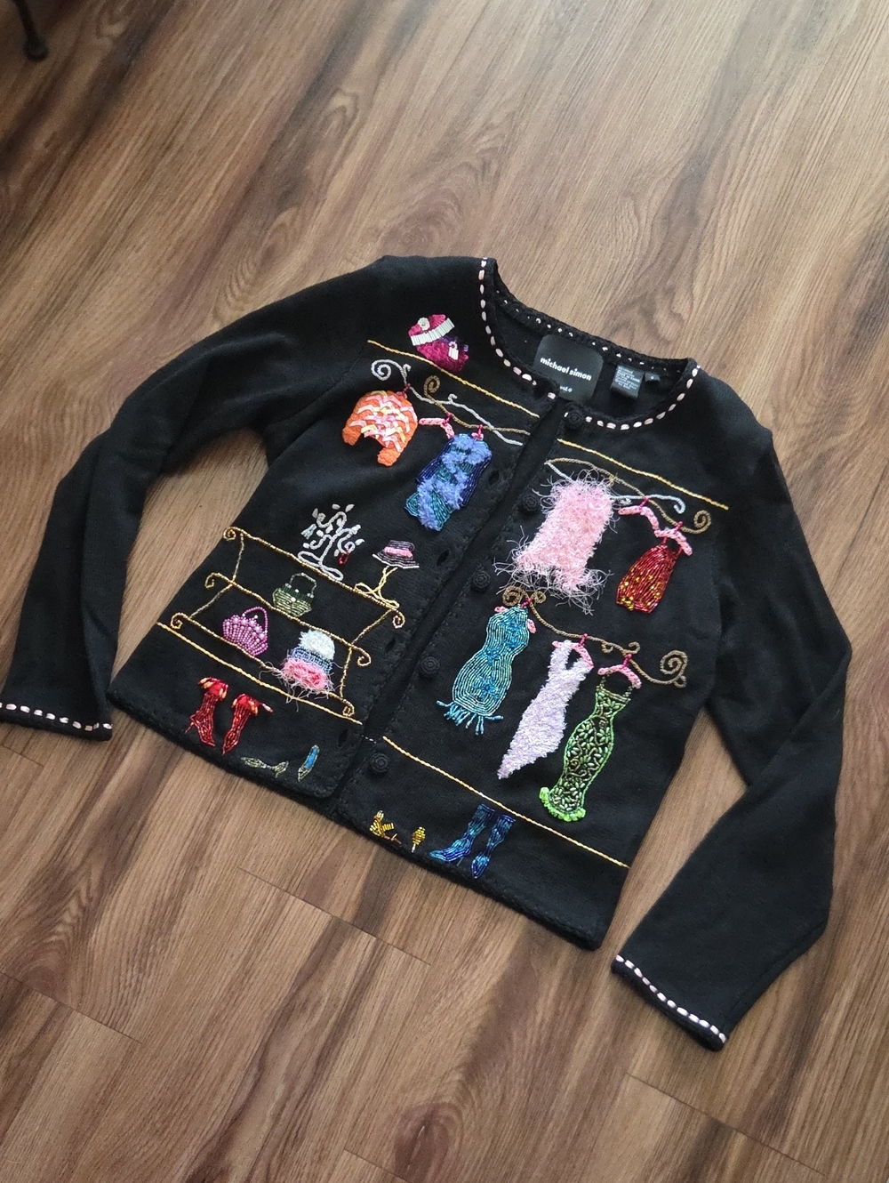 Michael Simon Wardrobe Closet Embellished Women's Cardigan Size